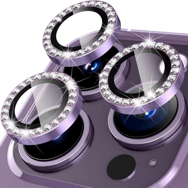 iPhone 16 Pro 16 Pro Max -kameran linssisuojalle karkaistu lasi + metallirengas - Violetti
