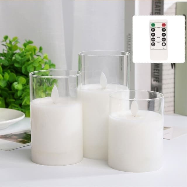 3stk Moving Flame Candle Light Decor LED-lys med fjernkontroll