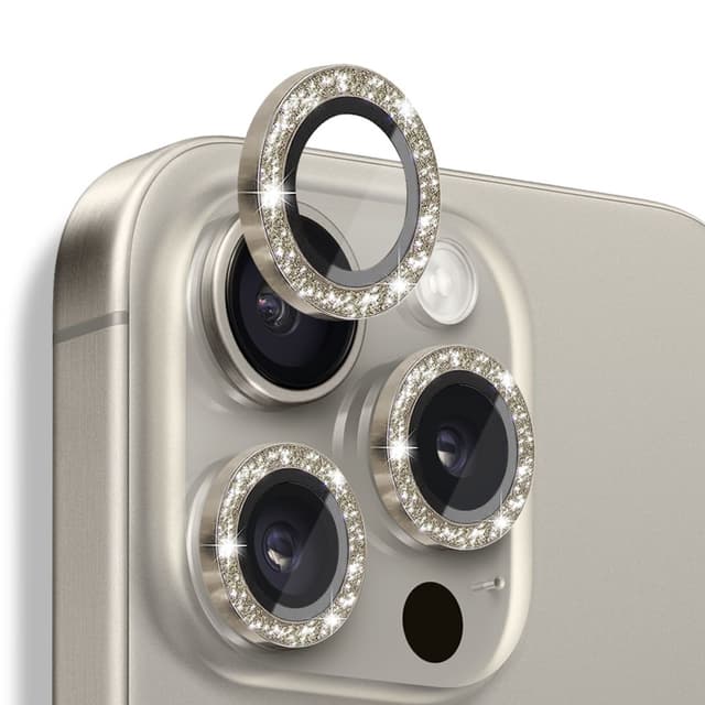 NORTHJO Kameralinsskydd med Glitter för iPhone 16 Pro / 16 Pro Max, Härdat Glas och Metall