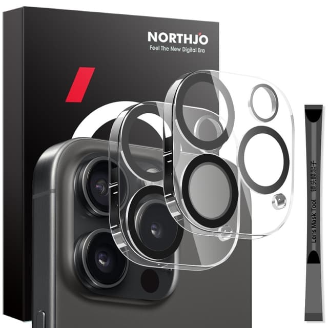 NORTHJO 2-Pack kameralinsedeksel til iPhone 16 Pro/16 Pro Max, herdet glass