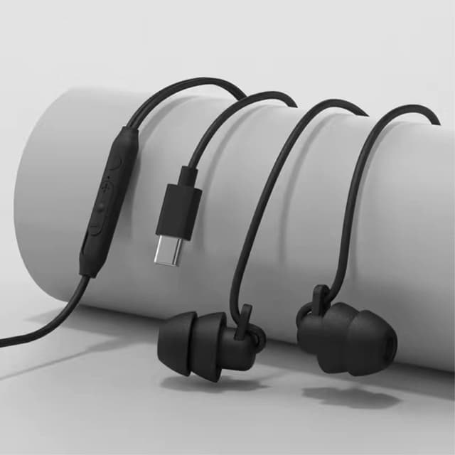 USB-C Headset In-Ear Hodetelefoner Søvnlydisolering - Svart