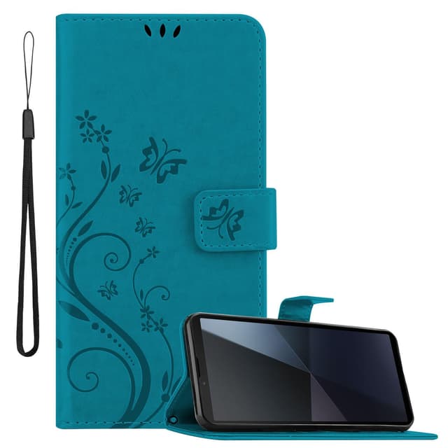 Sony Xperia 10 VI Plånboksfodral Skal Blommor (Blå)
