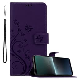 Sony Xperia 1 V Plånboksfodral Skal Blommor (Violett)
