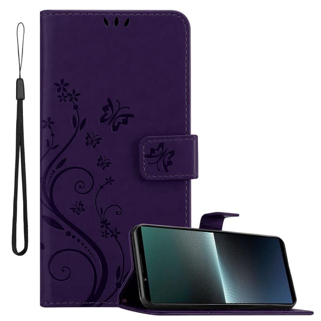 Sony Xperia 1 V Plånboksfodral Skal Blommor (Violett)
