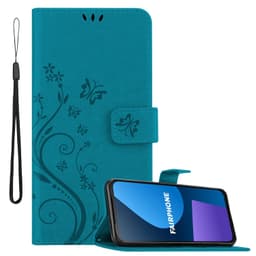 Fairphone 5 Plånboksfodral Skal Blommor (Blå)
