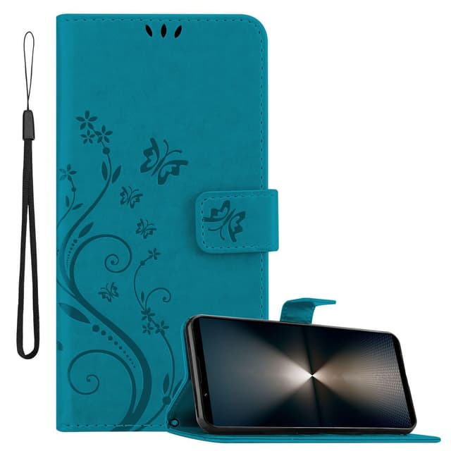 Sony Xperia 1 VI Plånboksfodral Skal Blommor (Blå)