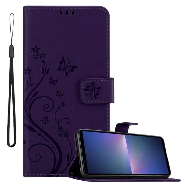 Sony Xperia 5 V Plånboksfodral Skal Blommor (Violett)