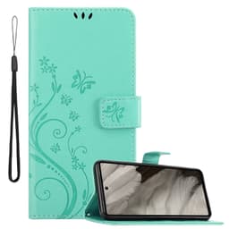 Google Pixel 7A Pungetui Cover Blomster (Turkis)
