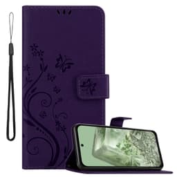Google Pixel 8A Plånboksfodral Skal Blommor (Violett)