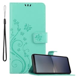 Sony Xperia 10 V Pungetui Cover Blomster (Turkis)