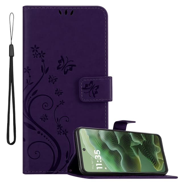 Motorola Moto G35 Plånboksfodral Skal Blommor (Violett)