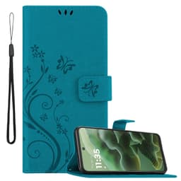 Motorola Moto G35 Plånboksfodral Skal Blommor (Blå)