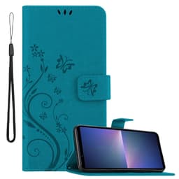 Sony Xperia 5 V Pungetui Cover Blomster (Blå)