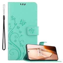 OnePlus 13R lommebokdeksel Blomster (Turkis)