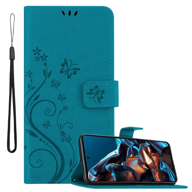 Xiaomi Poco X5 Pro Plånboksfodral Skal Blommor (Blå)