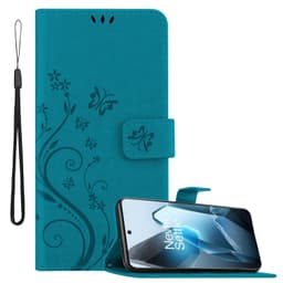 OnePlus 13 Suojakuori Lompakkokotelo Kukka (Sininen)