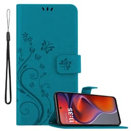 Motorola Moto G15 Plånboksfodral Skal Blommor (Blå)