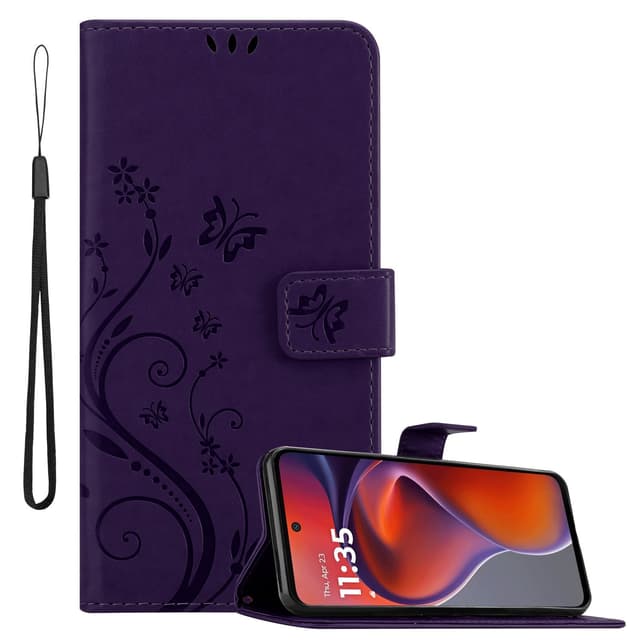 Motorola Moto G15 Plånboksfodral Skal Blommor (Violett)