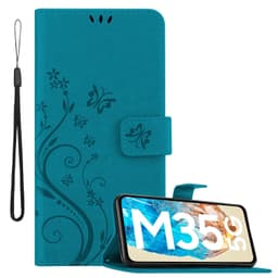 Samsung Galaxy M35 Plånboksfodral Skal Blommor (Blå)