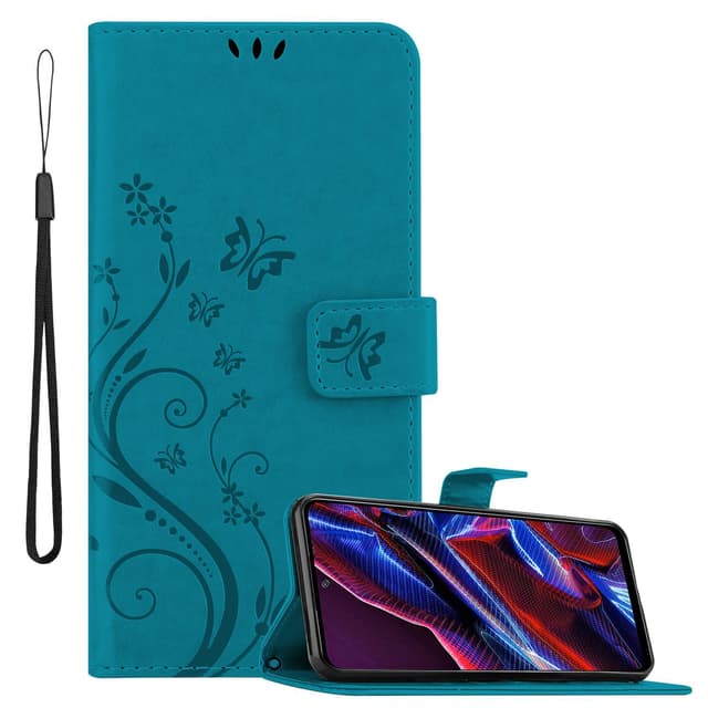 Xiaomi Poco X5 Plånboksfodral Skal Blommor (Blå)