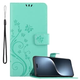 Honor Magic 7 Lite Pungetui Cover Blomster (Turkis)