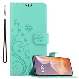 Motorola Moto G85 lommebokdeksel Blomster (Turkis)
