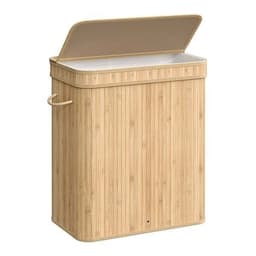 Pyykkikori kannella ja kantokahvalla 100L - Bambu
