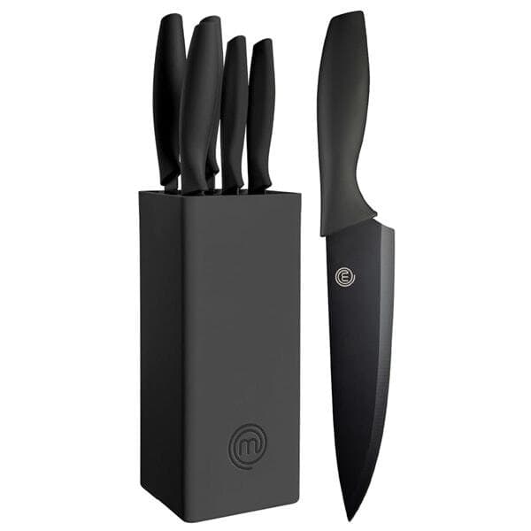 Masterchef Knivsett med 5 kniver i en knivblokk - Kjent fra MasterChef Norge