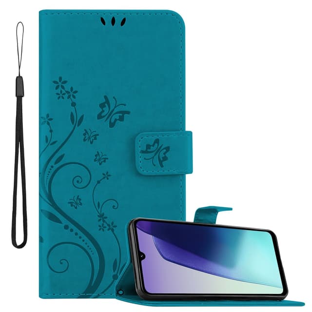 Xiaomi RedMi 14C Pungetui Cover Blomster (Blå)