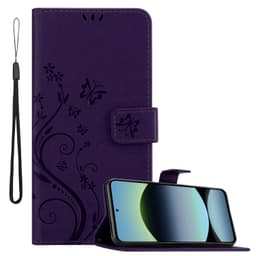Xiaomi RedMi Note 14 5G lommebokdeksel Blomster (Lilla)