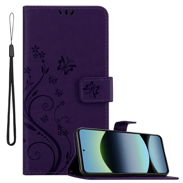 Xiaomi RedMi Note 14 5G lommebokdeksel Blomster (Lilla)