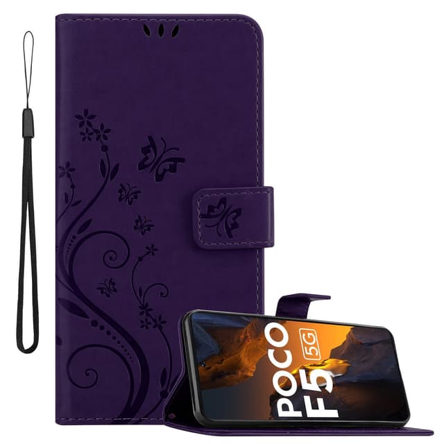 Xiaomi Poco F5 Pungetui Cover Blomster (Lilla)