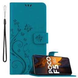 Xiaomi Poco F5 Plånboksfodral Skal Blommor (Blå)