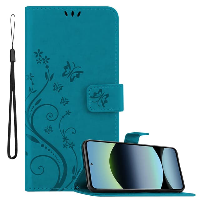 Xiaomi RedMi Note 14 5G Pungetui Cover Blomster (Blå)