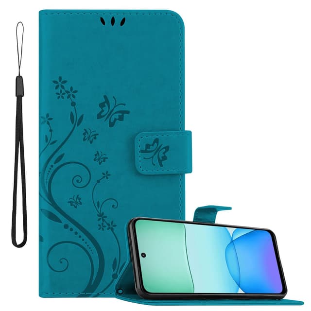 Xiaomi RedMi 13 4G Pungetui Cover Blomster (Blå)
