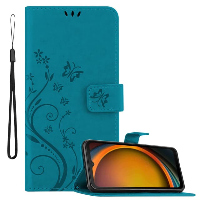 Samsung XCover 7 Plånboksfodral Skal Blommor (Blå)
