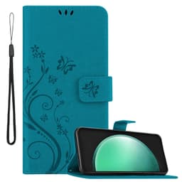 Samsung Galaxy S24 FE Pungetui Cover Blomster (Blå)