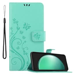 Samsung Galaxy S24 FE Pungetui Cover Blomster (Turkis)