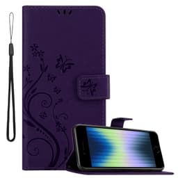 iPhone SE4 Suojakuori Lompakkokotelo Kukka (Violetti)