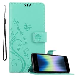 iPhone SE4 Pungetui Cover Blomster (Turkis)