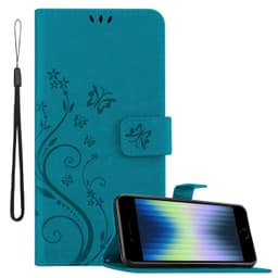 iPhone SE4 Pungetui Cover Blomster (Blå)