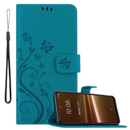 HTC U23 PRO lommebokdeksel Blomster (Blå)