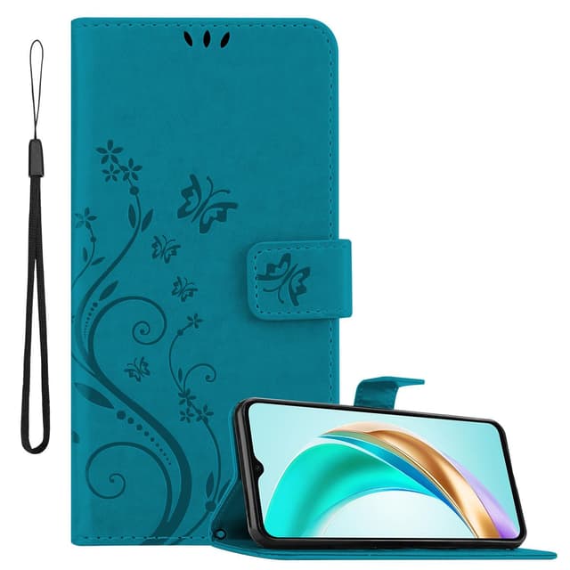 Honor X6b Pungetui Cover Blomster (Blå)