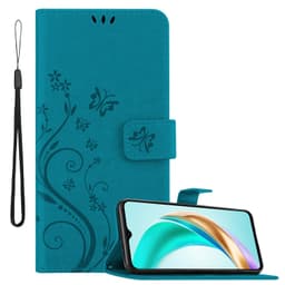 Honor X6b Suojakuori Lompakkokotelo Kukka (Sininen)