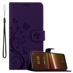 HTC U23 PRO Suojakuori Lompakkokotelo Kukka (Violetti)