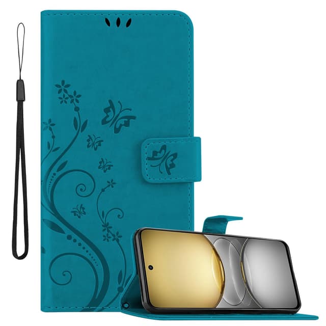Realme C75 Pungetui Cover Blomster (Blå)