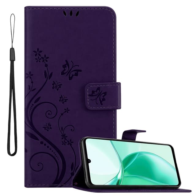 ZTE Blade A35 / A55 Pungetui Cover Blomster (Lilla)