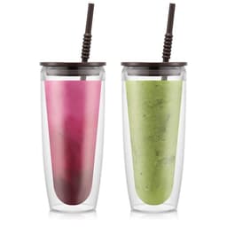 Bodum 2 dobbeltveggede glass,0.95l, 32 oz, med lokk og sugerør PAVINA TO GO 0.95 L