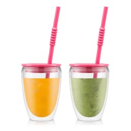 Bodum 2 stk, plast, doble vegger, 0,3 l med lokk og sugerør PAVINA TO GO