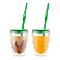 Bodum 2 stk, plast, doble vegger, 0,3 l, med lokk og sugerør PAVINA TO GO